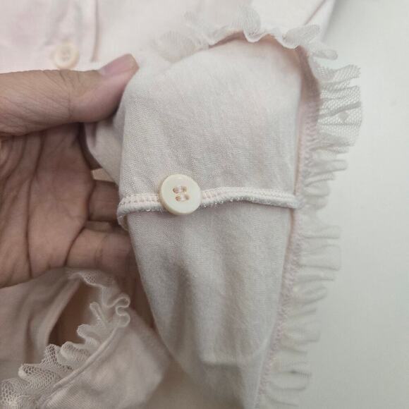 Eberjey Ruthie Short Sleeve Ruffle Pajama Top Size S Cream Modal Soft Cozy - Picture 7 of 8